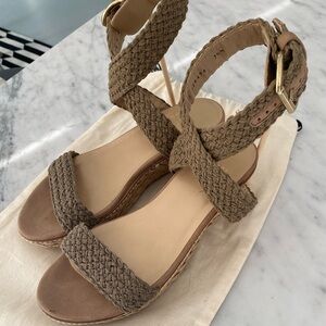 Stuart Weitzman Alex Lo Braided Platform Sandal - Swamp Khaki